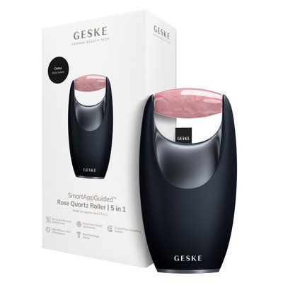 Роллер-массажер для лица с розовым кварцем GESKE&nbsp;SmartAppGuided&nbsp;Rose&nbsp;Quartz&nbsp;Roller&nbsp;5in1&nbsp;black HB0645
