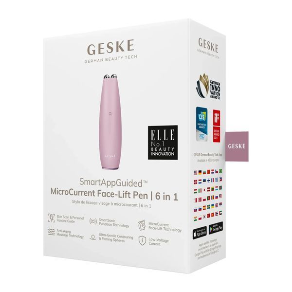 Мікрострумова ручка для підтяжки шкіри обличчя GESKE MicroCurrent Face-Lift Pen 6 в 1, pink HB0126