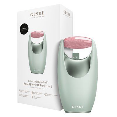 Роллер-массажер для лица с розовым кварцем GESKE&nbsp;SmartAppGuided&nbsp;Rose&nbsp;Quartz&nbsp;Roller&nbsp;5in1&nbsp;green HB0646