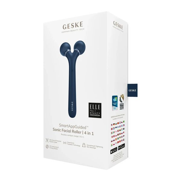 Электронный ультразвуковой ролик для лица GESKE Sonic Facial Roller 4 в 1, midnight HB0177