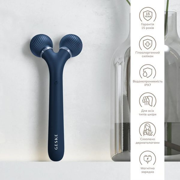 Электронный ультразвуковой ролик для лица GESKE Sonic Facial Roller 4 в 1, midnight HB0177