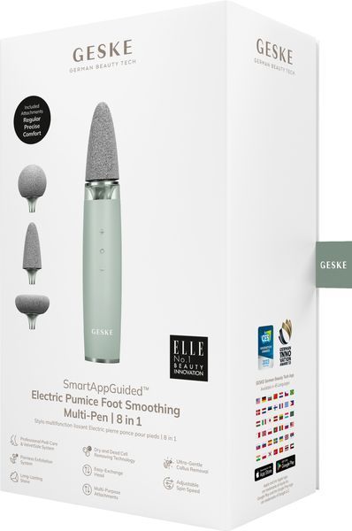 Шліфувальна пилка для стоп з додатковими насадками GESKE Electric Pumice Foot Smoothing Multi-Pen 8 в 1, green HB0530