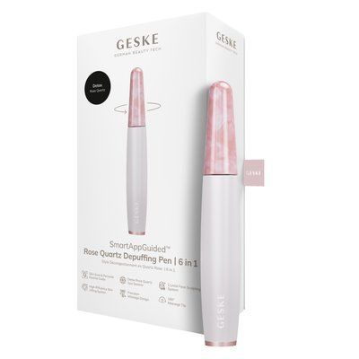 Ручка-массажер для лица с розовым кварцем GESKE&nbsp;SmartAppGuided&nbsp;Rose&nbsp;Quartz&nbsp;&&nbsp;Depuffing&nbsp;Pen&nbsp;6in1&nbsp;starlight HB0660