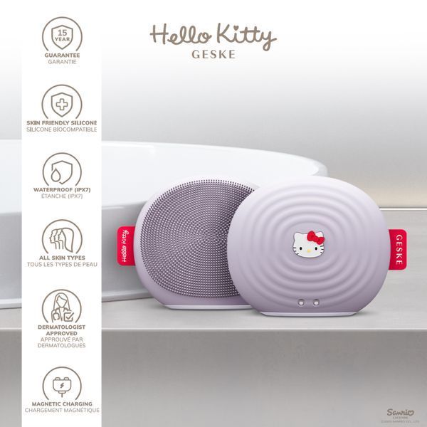 Электронная ультразвуковая щетка для лица GESKE Sonic Facial Brush 4 в 1 by Hello Kitty, purple HB0242