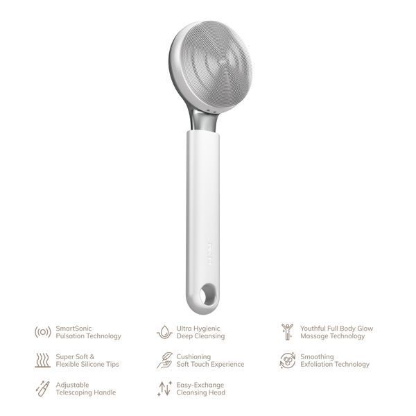 Ультразвуковая щетка для всего тела GESKE Sonic Full-Body Brush & Intensive Exfoliator 8 в 1, white HB0383