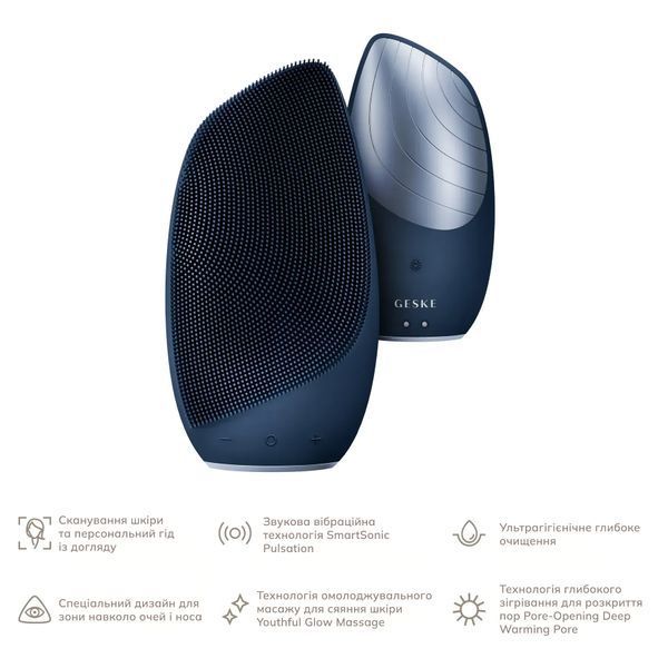 Электронная звуковая термо щетка для лица GESKE Sonic Thermo Facial Brush 6 в 1, midnight HB0078