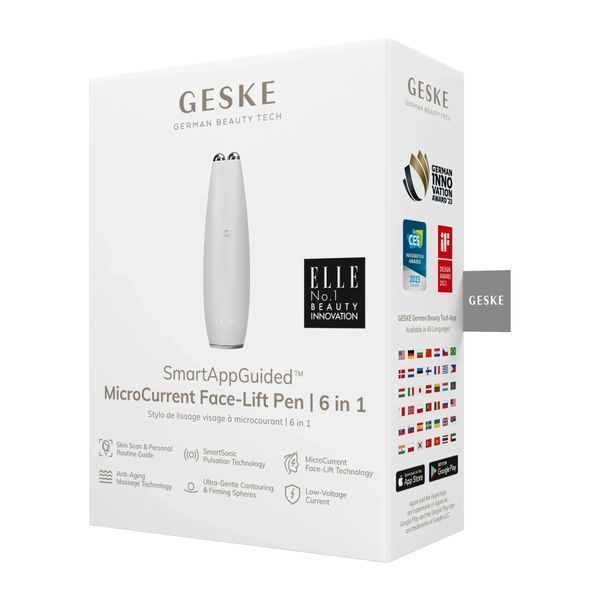 Мікрострумова ручка для підтяжки шкіри обличчя GESKE MicroCurrent Face-Lift Pen 6 в 1, white HB0128