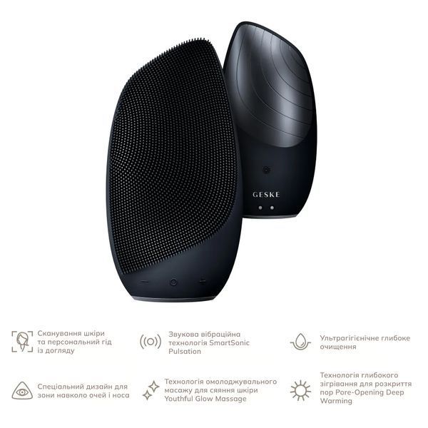 Электронная звуковая термо щетка для лица GESKE Sonic Thermo Facial Brush 6 в 1, black HB0080