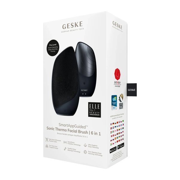 Электронная звуковая термо щетка для лица GESKE Sonic Thermo Facial Brush 6 в 1, black HB0080