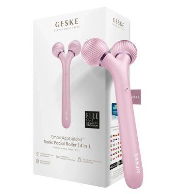 Електронний ультразвуковий ролик для обличчя GESKE Sonic Facial Roller 4 в 1, pink HB0181