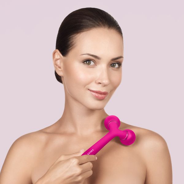 Електронний ультразвуковий ролик для обличчя та тіла GESKE Sonic Facial & Body Roller 4 в 1, magenta HB0031 фото