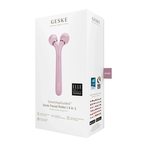 Электронный ультразвуковой ролик для лица GESKE Sonic Facial Roller 4 в 1, pink HB0181