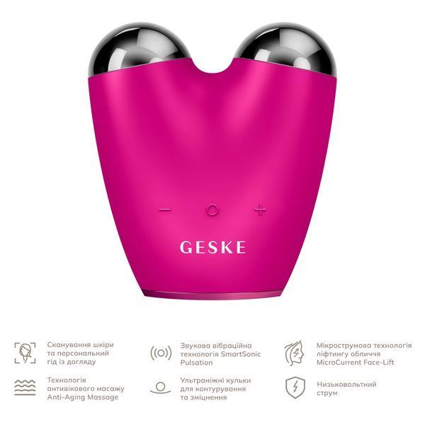 Мікрострумовий підтягувач шкіри обличчя GESKE MicroCurrent Face-Lifter 6 в 1, magenta HB0131