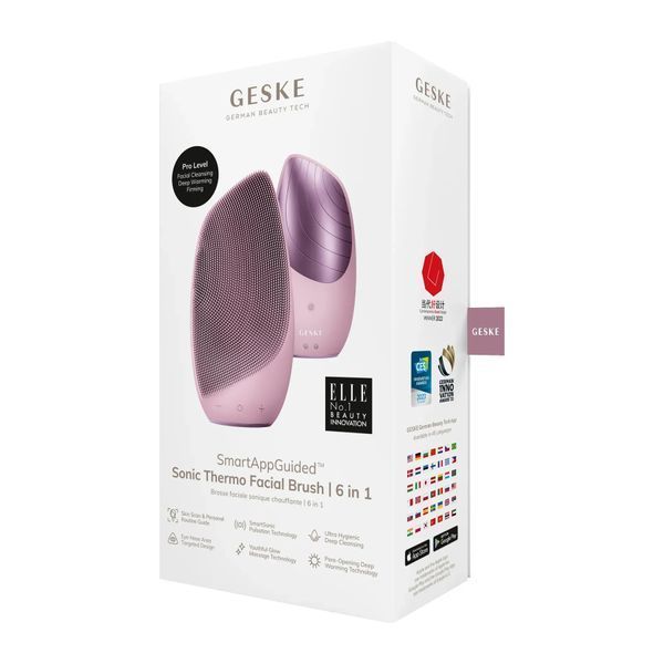 Электронная звуковая термо щетка для лица GESKE Sonic Thermo Facial Brush 6 в 1, pink HB0082