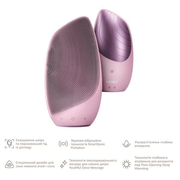 Электронная звуковая термо щетка для лица GESKE Sonic Thermo Facial Brush 6 в 1, pink HB0082
