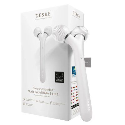 Електронний ультразвуковий ролик для обличчя GESKE Sonic Facial Roller 4 в 1, white HB0183