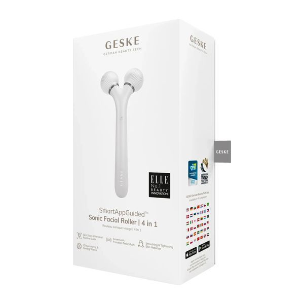Электронный ультразвуковой ролик для лица GESKE Sonic Facial Roller 4 в 1, white HB0183