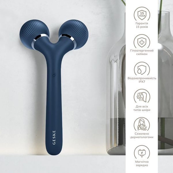 Електронний ультразвуковий ролик для обличчя та тіла GESKE Sonic Facial & Body Roller 4 в 1, midnight HB0033