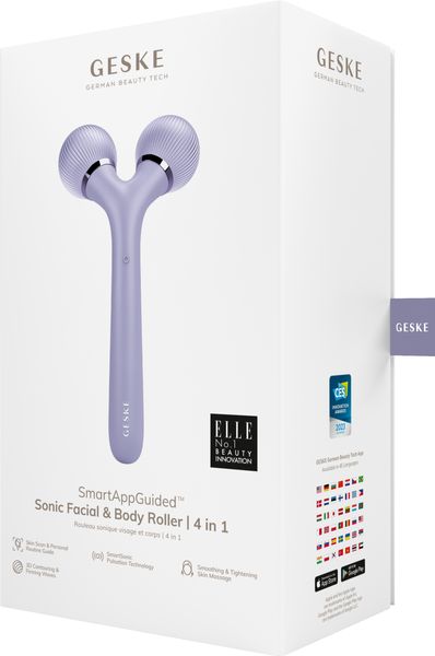 Електронний ультразвуковий ролик для обличчя та тіла GESKE Sonic Facial & Body Roller 4 в 1, violet HB0034 фото