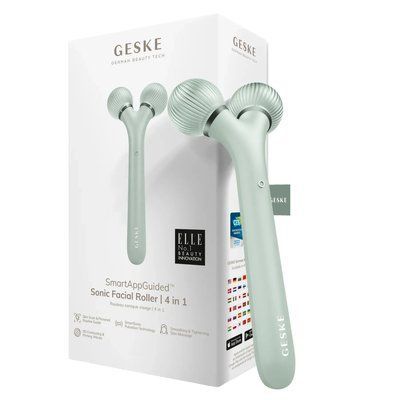 Електронний ультразвуковий ролик для обличчя GESKE Sonic Facial Roller 4 в 1, green HB0184