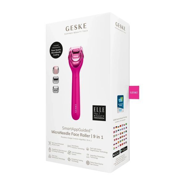 Електронний ролер для обличчя з мікроголками GESKE MicroNeedle Face Roller 9 в 1, magenta HB0186
