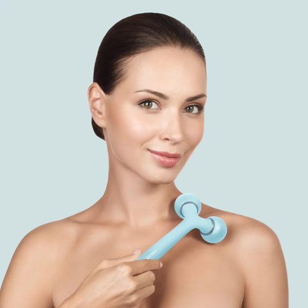Електронний ультразвуковий ролик для обличчя та тіла  GESKE Sonic Facial & Body Roller 4 в 1, turquoise HB0036