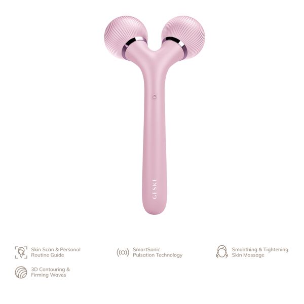 Електронний ультразвуковий ролик для обличчя та тіла GESKE Sonic Facial & Body Roller 4 в 1, pink HB0037 фото