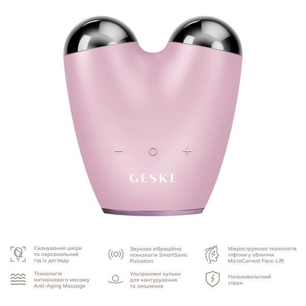 Микротоковый подтягиватель кожи лица GESKE MicroCurrent Face-Lifter 6 в 1, pink HB0137