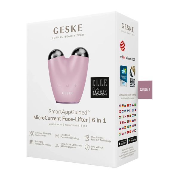 Микротоковый подтягиватель кожи лица GESKE MicroCurrent Face-Lifter 6 в 1, pink HB0137