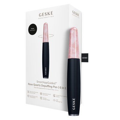 Ручка-массажер для лица с розовым кварцем GESKE&nbsp;SmartAppGuided&nbsp;Rose&nbsp;Quartz&nbsp;&&nbsp;Depuffing&nbsp;Pen&nbsp;6in1&nbsp;black HB0661