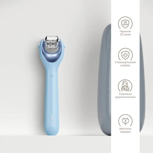 Электронный роллер для лица с микроиглами GESKE MicroNeedle Face Roller 9 в 1, aquamarine HB0193