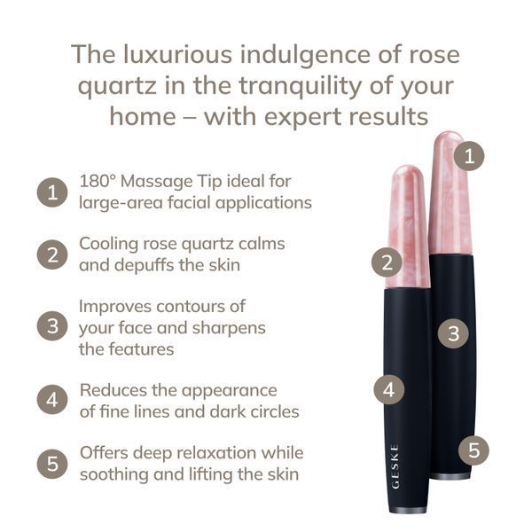 Ручка-массажер для лица с розовым кварцем GESKE&nbsp;SmartAppGuided&nbsp;Rose&nbsp;Quartz&nbsp;&&nbsp;Depuffing&nbsp;Pen&nbsp;6in1&nbsp;black HB0661
