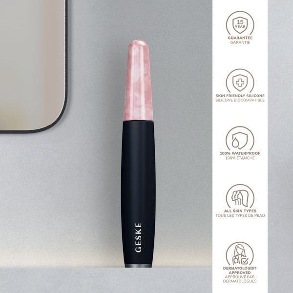 Ручка-массажер для лица с розовым кварцем GESKE&nbsp;SmartAppGuided&nbsp;Rose&nbsp;Quartz&nbsp;&&nbsp;Depuffing&nbsp;Pen&nbsp;6in1&nbsp;black HB0661