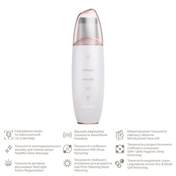 Микротоковый скрабер для кожи и устранения черных точек GESKE MicroCurrent Skin Scrubber & Blackhead Remover 9 в 1, starlight HB0143