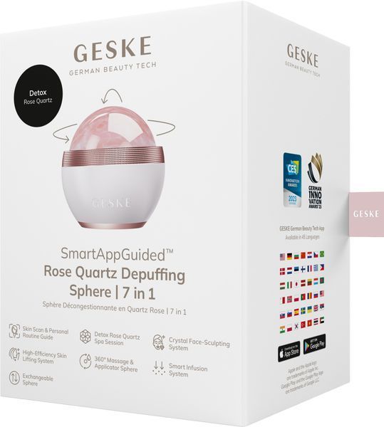 Шариковый массажер с розовым кварцем GESKE&nbsp;SmartAppGuided&nbsp;Rose&nbsp;Quartz&nbsp;Depuffing&nbsp;Sphere&nbsp;7in1&nbsp;starlight HB0652