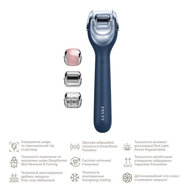 Электронный роллер для лица с микроиглами GESKE MicroNeedle Face Roller 9 в 1, midnight HB0188