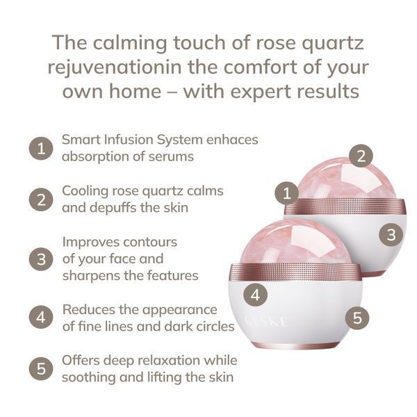 Шариковый массажер с розовым кварцем GESKE&nbsp;SmartAppGuided&nbsp;Rose&nbsp;Quartz&nbsp;Depuffing&nbsp;Sphere&nbsp;7in1&nbsp;starlight HB0652