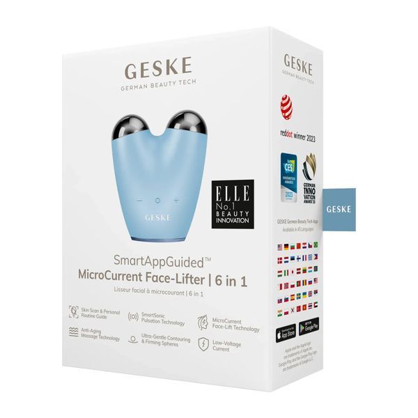 Мікрострумовий підтягувач шкіри обличчя GESKE MicroCurrent Face-Lifter 6 в 1, aquamarine HB0138