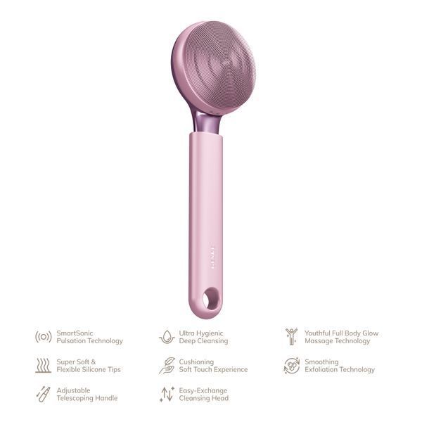 Ультразвуковая щетка для всего тела GESKE Sonic Full-Body Brush & Intensive Exfoliator 8 в 1, pink HB0379