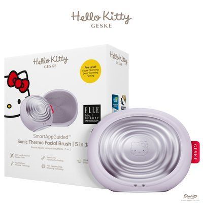 Електронна ультразвукова термощітка для обличчя GESKE Sonic Thermo Facial Brush 5 в 1 by Hello Kitty, purple HB0244