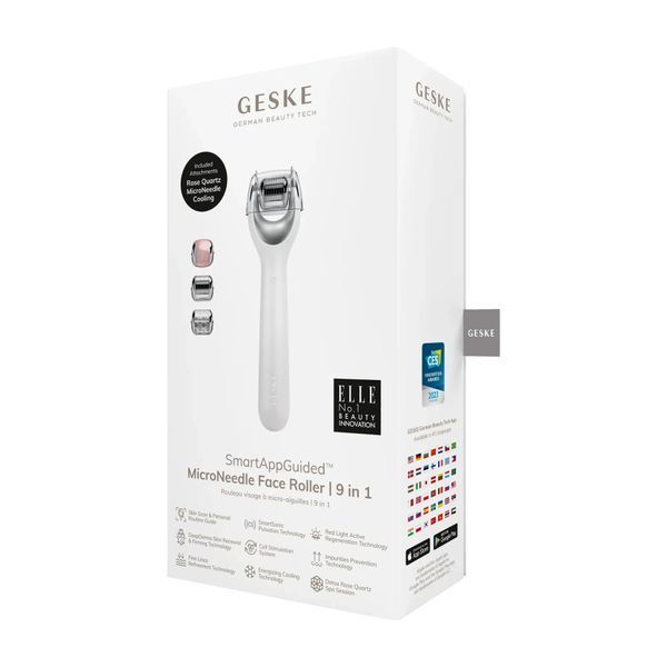 Электронный роллер для лица с микроиглами GESKE MicroNeedle Face Roller 9 в 1, white HB0194