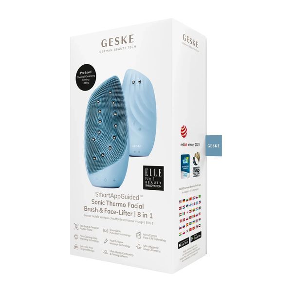 Очищающая щетка для лица GESKE Sonic Thermo Facial Brush & Face-Lifter 8 в 1 aquamarine HB0094