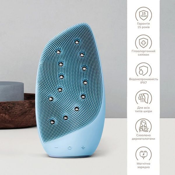 Очищающая щетка для лица GESKE Sonic Thermo Facial Brush & Face-Lifter 8 в 1 aquamarine HB0094