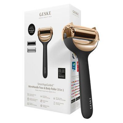 Електронний ролер для обличчя та тіла з мікроголками GESKE MicroNeedle Face & Body Roller 8 в 1, gray HB0196