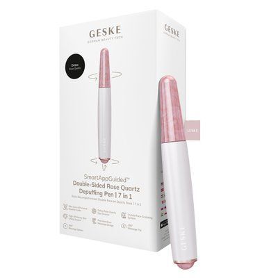 Ручка-массажер для лица с розовым кварцем GESKE&nbsp;SmartAppGuided&nbsp;Double-Sided&nbsp;Rose&nbsp;Quartz&nbsp;Depuffing&nbsp;Pen&nbsp;7в1&nbsp;starlight HB0664