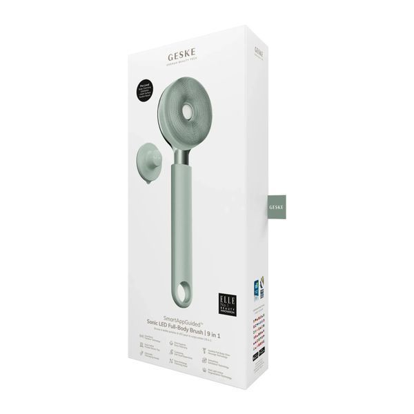 Звукова світлодіодна щітка для всього тіла GESKE Sonic LED Full-Body Brush & Intensive Exfoliator 9 в 1, green HB0387