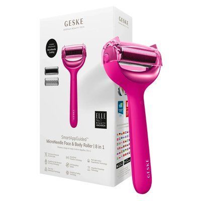 Електронний ролер для обличчя та тіла з мікроголками GESKE MicroNeedle Face & Body Roller 8 в 1, magenta HB0197